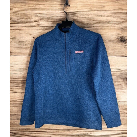 Vineyard Vines Mountain Quarter Zip Fleece Sweater Pullover Blue Men's Medium - Picture 10 of 10
